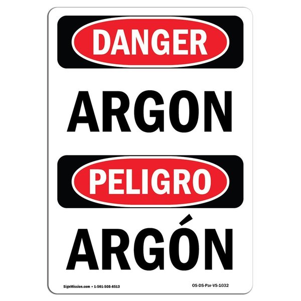 Signmission Safety Sign, OSHA Danger, 24" Height, Rigid Plastic, Argon, Bilingual Spanish OS-DS-P-1824-VS-1032